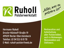 Ruholl Polsterwerkstatt Kontaktdaten und Angebot: Restaurierung von Polstermöbeln und mehr.