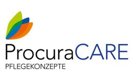 Logo von ProcuraCARE mit bunten Blättern und Text: Pflegekonzepte.