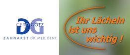 Logo von Zahnarztpraxis Gerd Götz, mit Slogan: "Ihr Lächeln ist uns wichtig!"