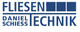 Logo mit Text: "Fliesen Technik Daniel Schiess" in blauer Schrift.