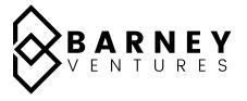 Barney Ventures logo with geometric design of overlapping squares.
