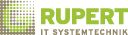 Logo mit grünem Schriftzug "RUPERT IT Systemtechnik" und gepunktetem Muster links.