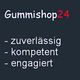Text: "Gummishop24 - zuverlässig, kompetent, engagiert" auf dunklem Hintergrund.