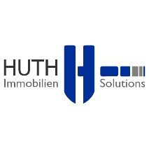 Logo von Huth Immobilien Solutions mit blau-grauen Elementen.