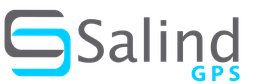 Logo mit stilisiertem "S" und Text "Salind GPS" in Schwarz und Blau.