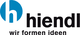 Blau-weißes "h"-Logo, darunter Text: "hiendl", darunter kleiner "wir formen ideen".