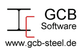 Logo von GCB Software mit Stahlträger-Symbol und Website www.gcb-steel.de.