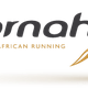 Logo van Lornah met de tekst "Feel African Running" en een gestileerde hardloper in goud.