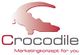 Logo mit rotem Krokodil und Text: "Crocodile Marketingkonzept for you".