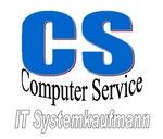 Logo mit blauen Buchstaben "CS", darunter "Computer Service" und "IT Systemkaufmann" in Grau.