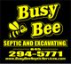Busy Bee Septic and Excavating logo with a bee, phone number, and website.
