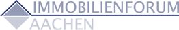 Logo des Immobilienforums Aachen mit Dreieck und blauem Schriftzug.