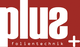 Rotes Logo mit weißem Text "plus folientechnik" und einem Pluszeichen.