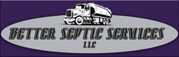 Logo of Better Septic Services LLC featuring a septic truck on a gray oval background.