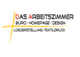 Logo mit Text: "DAS ARBEITSZIMMER, Büro - Homepage - Design, Logogestaltung, Textildruck".