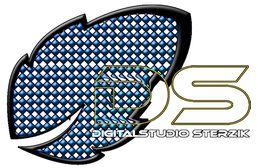 Blau-graues Blattform-Logo mit den Buchstaben "DS" und Schriftzug "Digitalstudio Sterzik".