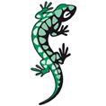 Grünes Geckomuster, stilisiertes Design auf weißem Hintergrund.