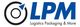 Logo von LPM: Schwarzer Kreis mit Pfeil, daneben der Text "LPM Logistics Packaging & More".