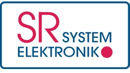 Logo mit den Worten "SR System Elektronik" in Blau und Rot, umrahmt von einem blauen Rechteck.