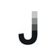 The letter "J" with a gradient of grayscale bars extending upwards.