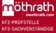 Rotes Logo mit weißem Text: "möthrath.com, KFZ-Prüfstelle, KFZ-Sachverständige".
