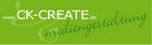 Grünes Logo mit Text: "CK-CREATE.de Mediengestaltung" in weiß und hellgrün auf grünem Hintergrund.