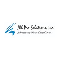 Logo of "All Pro Solutions, Inc." with blue graphic and tagline about archiving digital services.