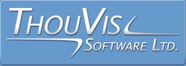 Blaues Logo mit weißem Text: "ThouVis Software Ltd."