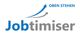 Logo mit dem Text "Jobtimiser" und zwei Pfeilen, "OBEN STEHEN" darüber.