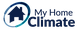 "My Home Climate logo with a house silhouette and circle design."