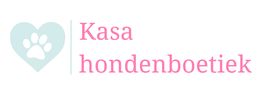 Hart met pootafdruk en tekst "Kasa hondenboetiek" in roze letters.