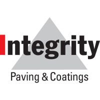 Integrity Paving & Coatings logo with a grey triangle background.