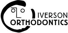 Iverson Orthodontics logo depicting a face in a circular design with text on the right.