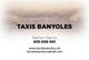 Tarjeta de Taxis Banyoles con contacto: 639 006 601, email y web. Fondo abstracto.