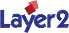 Logo mit dem Text "Layer2" in Blau und zwei roten Quadraten darüber.