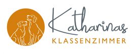Logo mit zwei Hunden in einem Kreis, daneben der Schriftzug "Katharinas Klassenzimmer".