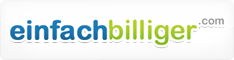 Logo mit dem Text "einfachbilliger.com" in blauer und grüner Schrift auf weißem Hintergrund.