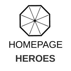 Achteck mit Linien und Text "Homepage Heroes".