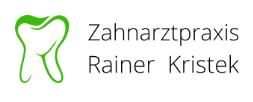 Logo der Zahnarztpraxis mit grünem Zahn und Text "Zahnarztpraxis Rainer Kristek".