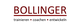 Textlogo: "BOLLINGER" in Rot, unterstrichen mit zwei Punkten darunter.