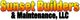 Sunset Builders & Maintenance, LLC logo with gradient orange and black text.