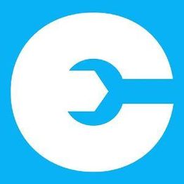 White wrench silhouette inside a blue circle on a blue background.