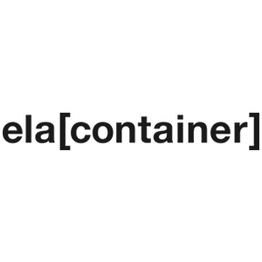 Schwarzer Text "ela[container]" auf weißem Hintergrund.