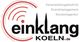Logo der Veranstaltungstechnik-Firma Einklang Köln mit abgerundeten roten Linien.