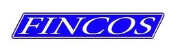Blaues Logo mit weißem Text "FINCOS" in Großbuchstaben auf einem blauen, schrägen Rechteck.
