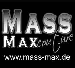 Mass-MAXcouture-Logo mit Website www.mass-max.de, schwarz-weiß Design.