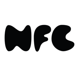 Texto "NFC" en letras negras estilizadas sobre fondo blanco.