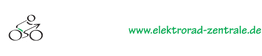 Logo mit stilisiertem Fahrrad und Text: "www.elektrorad-zentrale.de".