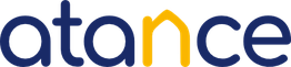 Texto "atance" en azul, con "n" en amarillo y diseño de una casa. Fondo blanco.