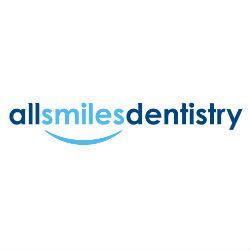 "All Smiles Dentistry logo with a smiling curve under the letter L."